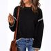 Women's Clothing Oversized Knit Sweater With Color-Block Detail – Cozy Acrylic Round-Neck Pullover For Women_ecoleips.com