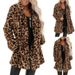 Women's Fashionable Leopard Print Rabbit Fur Coat - Oversized Mid-Length Jacket With Pockets, Soft Plush Outerwear For Autumn & Winter_ecoleips.com