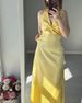 Ins Style Hot Selling New Fashionable And Sexy V-Neck Strap Backless Long Skirt Slim Satin Dress_ecoleips.com