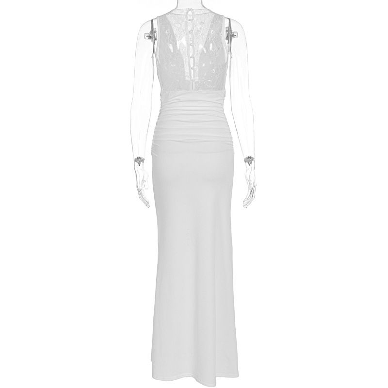 Summer Fashion Sexy Lace Patchwork Cutout Dress Casual Elegant Hollow Out Lace Sundress For Women Summer Beach Daily Party_ecoleips.com