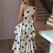 Comfortable Elegant Polka Dot Print Halter Neck Sleeveless Top And Cake Skirt Set for Women European American Style 2026 Foreign Trade_ecoleips.com