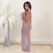 Women's Clothing Backless Printed Round Neck Dress Sleeveless Hip Long Skirt_ecoleips.com