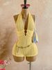 Women's Textured Knit Jumpsuit Halter Neck Deep V Backless With Ring Decoration European American Style_ecoleips.com