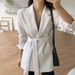 Women's Clothing Women's High-End Versatile Belted Casual Blazer Style Mid-Length Spring/Autumn Outerwear For Women_ecoleips.com