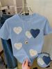 Pearl & Rhinestone Heart Women's Tee - Faux Pearl Heart Graphic, Casual Pink Top_ecoleips.com