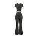 Aria Basics 2026 Spring/Summer New European And American Cross-Border Bell-Bottom Pants High-Waisted Cropped Top Short-Sleeve_ecoleips.com