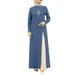 Muslim Women's Clothing Set Ice Silk Wrinkle Long Sleeve High Slit Hem Solid Color Elegant Robe Modern Style_ecoleips.com
