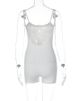 Hugcitar Ruffles Slip V Neck Sleeveless Backless Colorblock Playsuit 2022 Summer Women Bodycon Rave Gym Romper Y2K Overalls_ecoleips.com