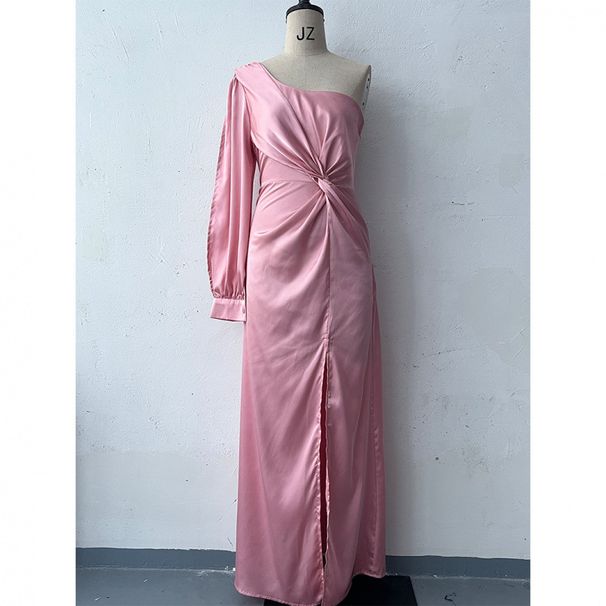 Women's Clothing Elegant Off-Shoulder Raglan Sleeve Wrap Dress With Waist Tie & High Slit - Stylish & Flattering Long Dress For Women_ecoleips.com