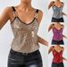 Women's Clothing Sexy Sequined Camisole Top American Style Backless Clothing Spot_ecoleips.com