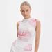 Women's Clothing New Digital Printing Dress Mesh Splicing Chic Pleated Vest Temperament Style Slim Pure Desire Top_ecoleips.com