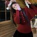 girl Christmas Atmosphere Red Cape Shawl Sweater For Women Autumn Winter Knitted Base Shirt Two-Piece Set Short Style Noble_ecoleips.com