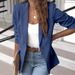 2025s 2025 New Women's Long Sleeved Solid Color Small Suit One Button Jacket_ecoleips.com