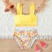 Aria Basics New European And American Style Children's Swimwear, Hot Spring Two-piece Swimsuit, Cute Yellow Bikini Set For Girls_ecoleips.com
