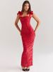 Mozision Bows Lace Sexy Maxi Dress For Women Fashion Sleeveless Backless Bodycon New Year's Birthday Club Party Long Dress_ecoleips.com