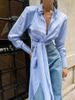 Women's French Style Niche Long Striped Shirt Long Sleeve Commuter Top_ecoleips.com
