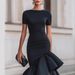 Slim Fitting Asymmetrical Ruffle Dress Elegant New Arrival Women's Clothing Dress_ecoleips.com