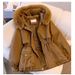 Women's Short Parka With Slim Fit, Hooded, Large Fur Collar, Fleece Lined, Korean Style, 2025 Winter New Arrival_ecoleips.com