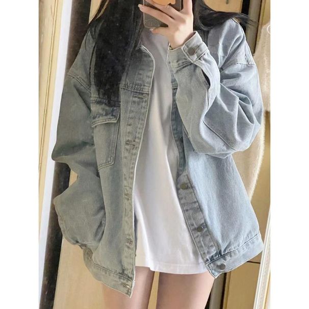 2025 American Spring Autumn New Denim Jacket Women, Niche Loose And Versatile Shirt Top, Suitable For Small People To_ecoleips.com