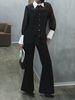 Women's Clothing Autumn Retro Patchwork Lapel Thin Sheer Blouse Casual Elegant Fashion Top For American Style_ecoleips.com