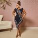 Women's Clothing Perspective Slim Fit Hot Diamond Pearl Feather Dress_ecoleips.com