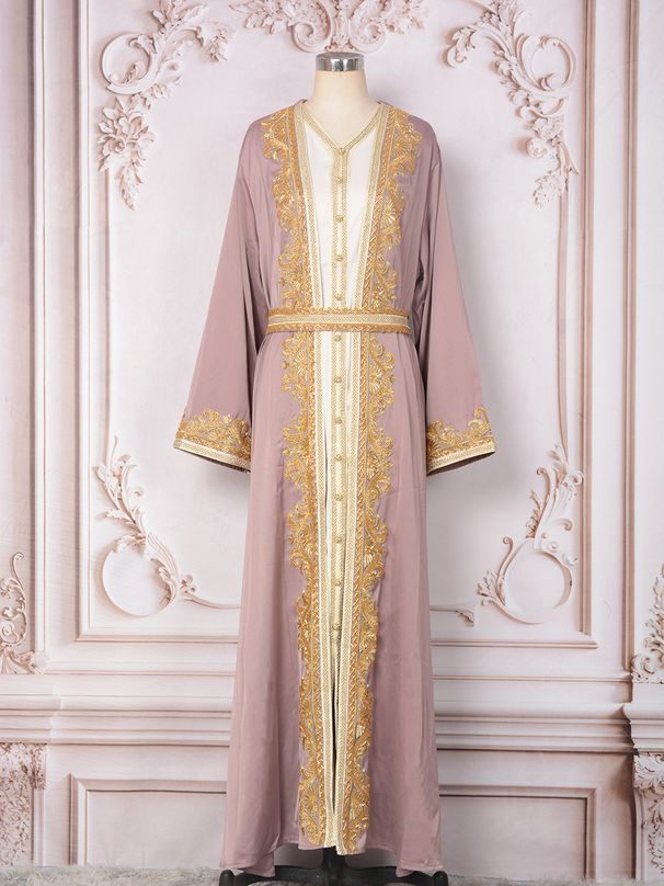 Verve Abaya Clothing Factory Muslim Women's New Beaded Two-Piece Party Dress Set_ecoleips.com