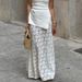 Talenza White Lace Maxi Skirts Sexy See Through Lace Patchwork Loose Skirt Fashion Party Vacation High Waist Elegant Women Skirt_ecoleips.com