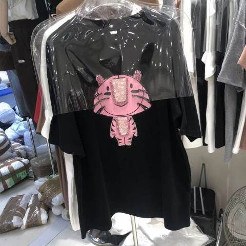 Women's round Neck Short Sleeve T-Shirt Cartoon Tiger Print Loose Versatile Sweet Style New Arrival_ecoleips.com