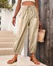 Suitable For All Seasons 2025 Trendy Loose High-Waist Button Cotton Linen Nine-Point Wide-Leg Women's Pants_ecoleips.com