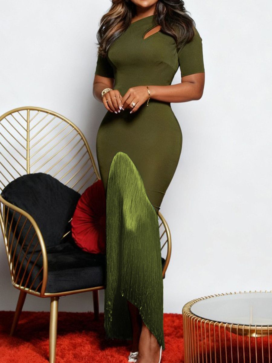 Women's Clothing Retro Hollow Out Tassel Patchwork Party Dress Waist Cinching Slimming Banquet Dress European And American Style_ecoleips.com