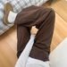 Retro American Brown Curved Jeans plus Size Women Straight Leg Slimming Wide Leg Pants for Pear Shaped Figures Autumn Style_ecoleips.com