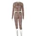French-style Women's Clothing 2025 Autumn And Winter New Fashion Leopard Print Cropped Long-sleeve Top Slim-fit Shorts_ecoleips.com