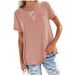Spring/Summer New Top V-neck Short Sleeve Pocket Loose T-shirt For Women_ecoleips.com
