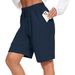 Aria Basics Aria Basics FAYLR Women's Bermuda Knee-Length Elastic Waist Drawstring Workout Basketball Sports Shorts_ecoleips.com