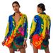 Women's Clothing Long Sleeved Printed Shirt Mid-Length Loose Bohemian Casual Style Irregular Hem Thin Dress For Summer_ecoleips.com