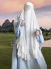 Ramadan Long Chiffon Ruffle Khimar Abaya Muslim Niqab Big Scarf Islam Prayer Clothes Eid Djellaba Double Layered Turban Hijabs_ecoleips.com