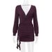 Women's European American Style Sexy Deep V Neck Long Sleeve Dress Solid Color Bodycon Hip Nightclub Party Spring New 2025_ecoleips.com