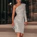 Verve 2025 Off-Shoulder Asymmetrical Neck Strapless Evening Gown Fashion Sequin Nightclub Sexy Women's Dress_ecoleips.com