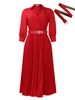 Women's Clothing Autumn/Winter New Fashionable And Elegant Plus-Size Dress – Solid Color Belted Midi Dress For Women_ecoleips.com
