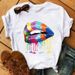 Fashion Colorful Lips Cute Plus Size Women's Casual T-shirts Wholesale_ecoleips.com