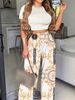 Women's Casual Short Sleeve T-Shirt And Pants Set Thin Polyester Spring/Autumn Summer Fashion Top And Bottom Ensemble_ecoleips.com