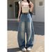 Wholesale American Retro High-waisted Straight Wide-leg Curved Jeans For Women, Spring Collection, Loose-fitting,_ecoleips.com