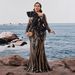 Elegant European American Long Sleeved Sequined Embroidered Mermaid Evening Gown Ruffled Beaded Formal Dress for Women_ecoleips.com