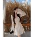 Hollow Lace Flared Sleeve Dress For Women's New Style, Gentle Style, Waist Cinching Temperament, Long Sleeved Dress_ecoleips.com