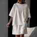 2025 European And American European And American Casual Ladies Summer Suit Round Neck Short Sleeve Elastic Sports Suit Two Piece Suit For Women_ecoleips.com