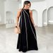 2025 Cross-Border Women's Fashion Solid Color Patchwork Striped Simple Sleeveless Loose Dress For Women_ecoleips.com