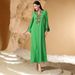 High End Rice Bead Embroidery Fashion Dress Abaya Robe Long Skirt_ecoleips.com