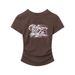 HeyHenry Summer Ruffled Slim Fit Printed round Neck T-Shirt Street Style Niche Hot Girl Top_ecoleips.com