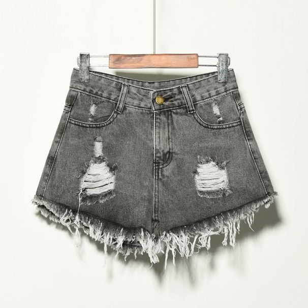 Women's Clothing Waist Fat Mm Loose Denim Shorts Women's Summer Large Size Hole Slimming Raw Edge Wide Leg A Line Hot Pants_ecoleips.com