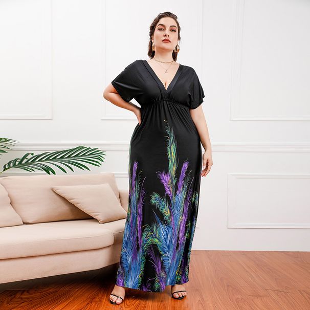 Women's Clothing Fat M Plus Size Women's Clothing M 5XL Plus Fat Plus Long Mopping Dress Holiday Beach Dress_ecoleips.com